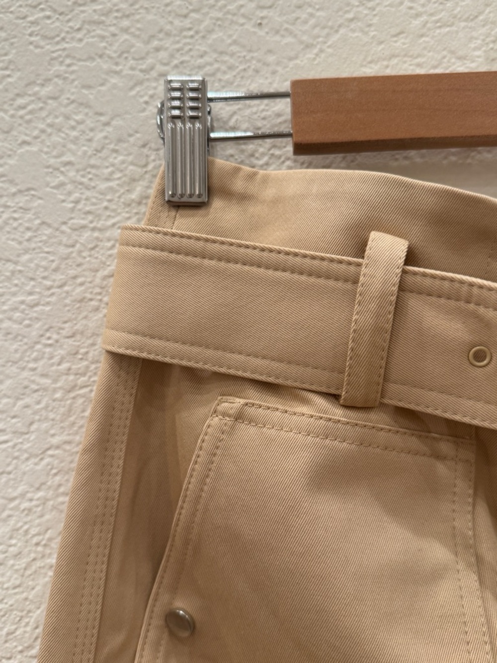 NWT A.L.C. Belted Cotton-Twill Midi Skirt in Latte Size 8 - Picture 15 of 16